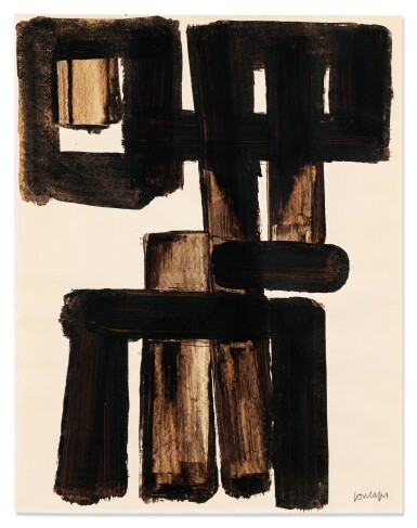 View full screen - View 1 of Lot 122. Brou de noix sur papier 65 x 50 cm, 1954.