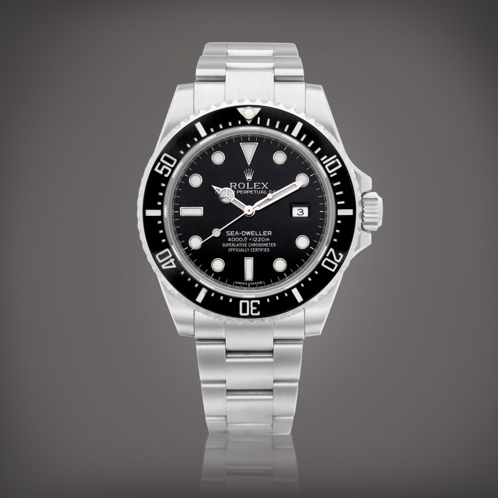 View full screen - View 1 of Lot 2107. Sea-Dweller, Reference 116600 | A stainless steel wristwatch with date and bracelet, Circa 2015 | 勞力士 | Sea-Dweller 型號116600 | 精鋼鏈帶腕錶,備日期顯示,約2015年製.