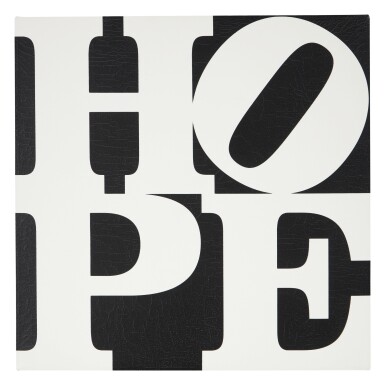 View full screen - View 1 of Lot 405. ROBERT INDIANA | BLACK AND WHITE HOPE.