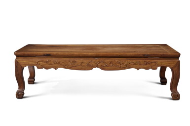 View full screen - View 1 of Lot 376. A 'huanghuali' low table (Kangzhuo), 17th / 18th century | 十七 / 十八世紀 黃花梨有束腰螭龍紋炕桌.