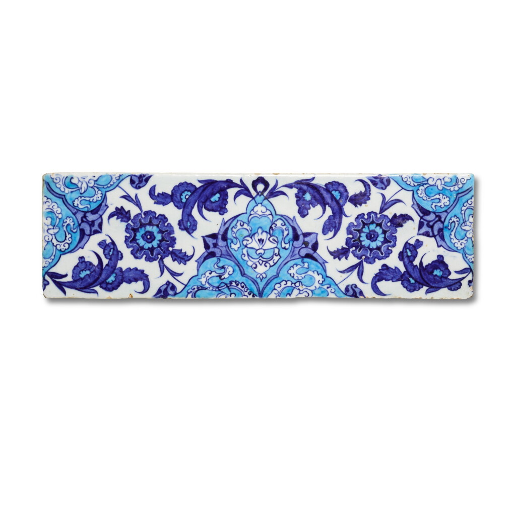 View full screen - View 1 of Lot 146. An important Iznik blue and white border tile, Turkey, circa 1530-40.