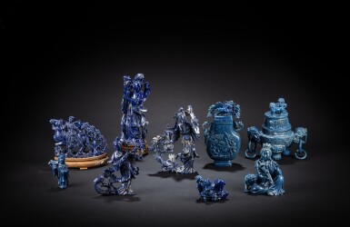 View full screen - View 1 of Lot 277. A study collection of nine lapis lazuli carvings, 20th century.
