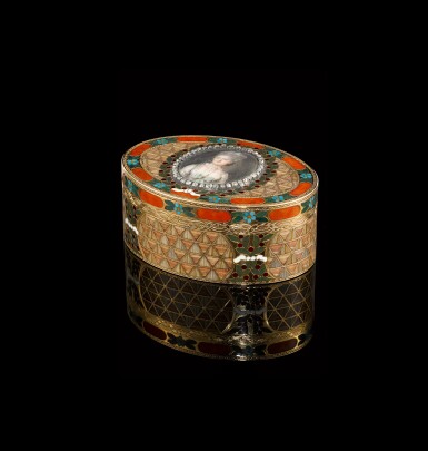 View full screen - View 1 of Lot 11. A jewelled gold-mounted hardstone snuff box, Johann Christian Neuber, Dresden, circa 1770-1780.