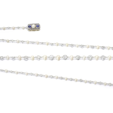 View full screen - View 1 of Lot 119. SEED PEARL AND DIAMOND SAUTOIR.