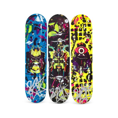 View full screen - View 1 of Lot 9026. Supreme Skateboard Decks "Rammellzee", Set of Three.