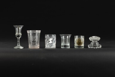 View full screen - View 1 of Lot 824. A set of glasses items in souvenir of the Bourbon family, 19th century | Ensemble en verre en hommage aux Bourbon, XIXe siècle.