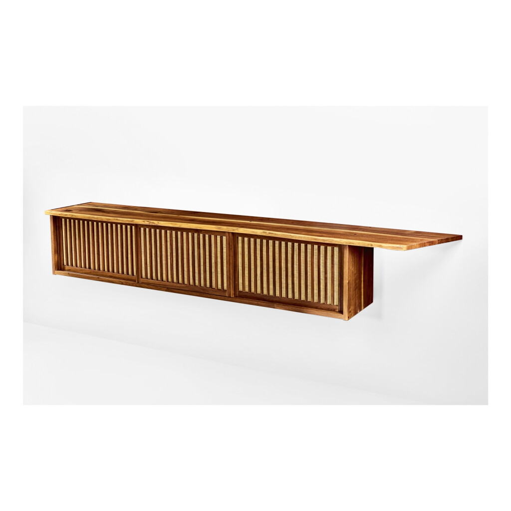 View full screen - View 1 of Lot 109. GEORGE NAKASHIMA | TRIPLE SLIDING-DOOR WALL CABINET.