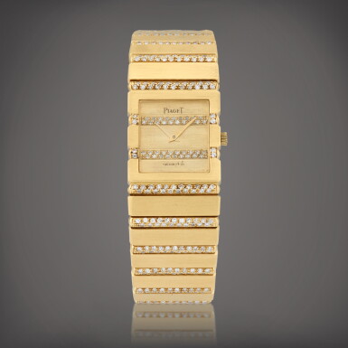 View full screen - View 1 of Lot 129. Polo, Reference 8131 C 705 | A yellow gold and diamond-set bracelet watch | Circa 1990 .