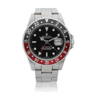 View full screen - View 1 of Lot 8253. GMT-Master II, Reference 16710 | A stainless steel dual time zone wristwatch with date and bracelet, Circa 2004 | 勞力士 GMT-Master II 型號16710 | 精鋼兩地時間鏈帶腕錶,備日期顯示,約2004年製.