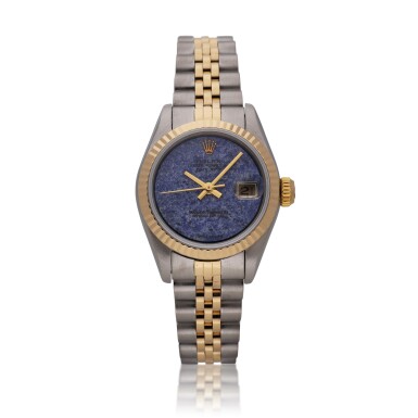 View full screen - View 1 of Lot 336. Reference 69173 Datejust | A stainless steel and yellow gold wristwatch with date, bracelet and lapis lazuli dial, Circa 1986.
