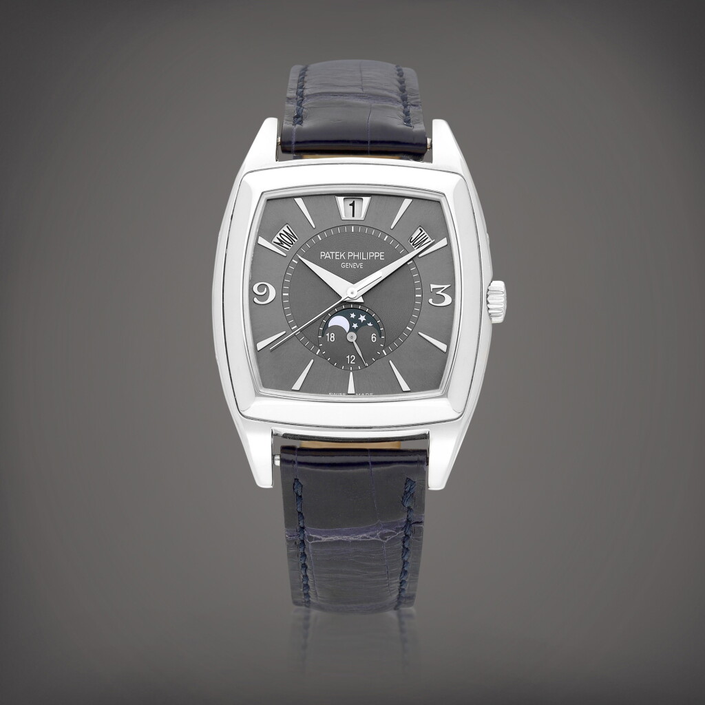 View full screen - View 1 of Lot 2149. Gondolo Calendario, Reference 5135 | A white gold annual calendar wristwatch with moon phases and 24 hours indication, Circa 2009 | 百達翡麗 | GONDOLO CALENDARIO 型號5135 | 白金年曆腕錶,備月相及24小時顯示,約2009年製.