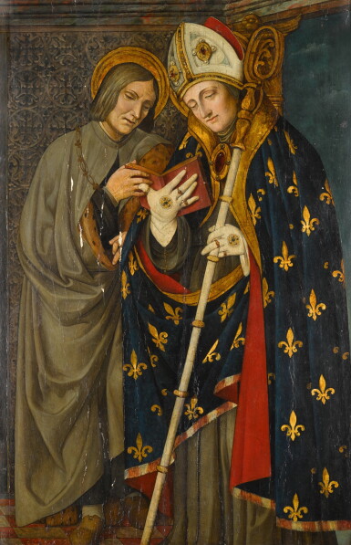 View full screen - View 1 of Lot 14. Saint Louis of Toulouse and another male saint.