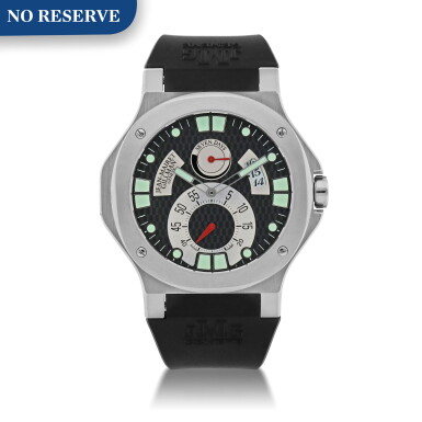 View full screen - View 1 of Lot 479. SEVEN DAY SPORT STAINLESS STEEL WRISTWATCH WITH DATE AND SEVEN DAY POWER RESERVE CIRCA 2005.