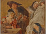 FRENCH SCHOOL, 18TH CENTURY | STUDIES OF FIGURES AROUND A TABLE, INCLUDING A MOTHER AND HER CHILD