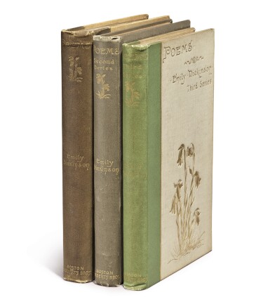 View full screen - View 1 of Lot 38. DICKINSON, EMILY | Poems. First, Second, and Third Series. Boston: Roberts Brothers, 1890, 1891, and 1896.
