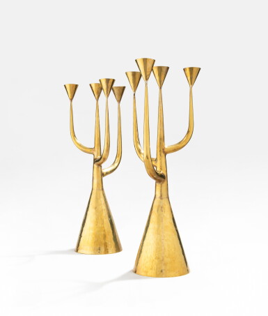 View full screen - View 1 of Lot 56. Pair of candelabras | Paire de chandeliers.