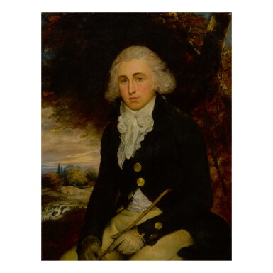 View full screen - View 1 of Lot 156. ATTRIBUTED TO SIR MARTIN ARCHER SHEE, P.R.A | PORTRAIT OF SIR HENRY GOODRICKE, BART., THREE-QUARTER LENGTH, SEATED WITH A LANDSCAPE BEYOND.