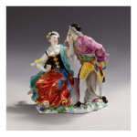 A MEISSEN GROUP OF PANTALONE AND COLUMBINE CIRCA 1740