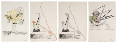 View full screen - View 1 of Lot 71. ANDY WARHOL | FLOWERS (HAND-COLORED): FOUR PRINTS (SEE FELDMAN & SCHELLMANN II.111, 113 & 116).