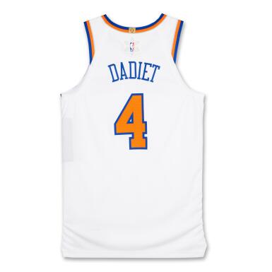 View full screen - View 1 of Lot 11. Pacome Dadiet ‘Christmas Day’ New York Knicks 2025-2026 Game Issued Association Edition Jersey.