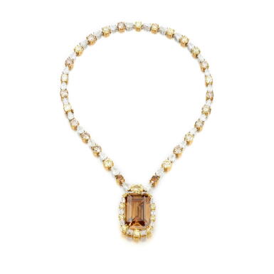View full screen - View 1 of Lot 603. Impressive Fancy Deep Brown-Orange diamond pendent necklace.