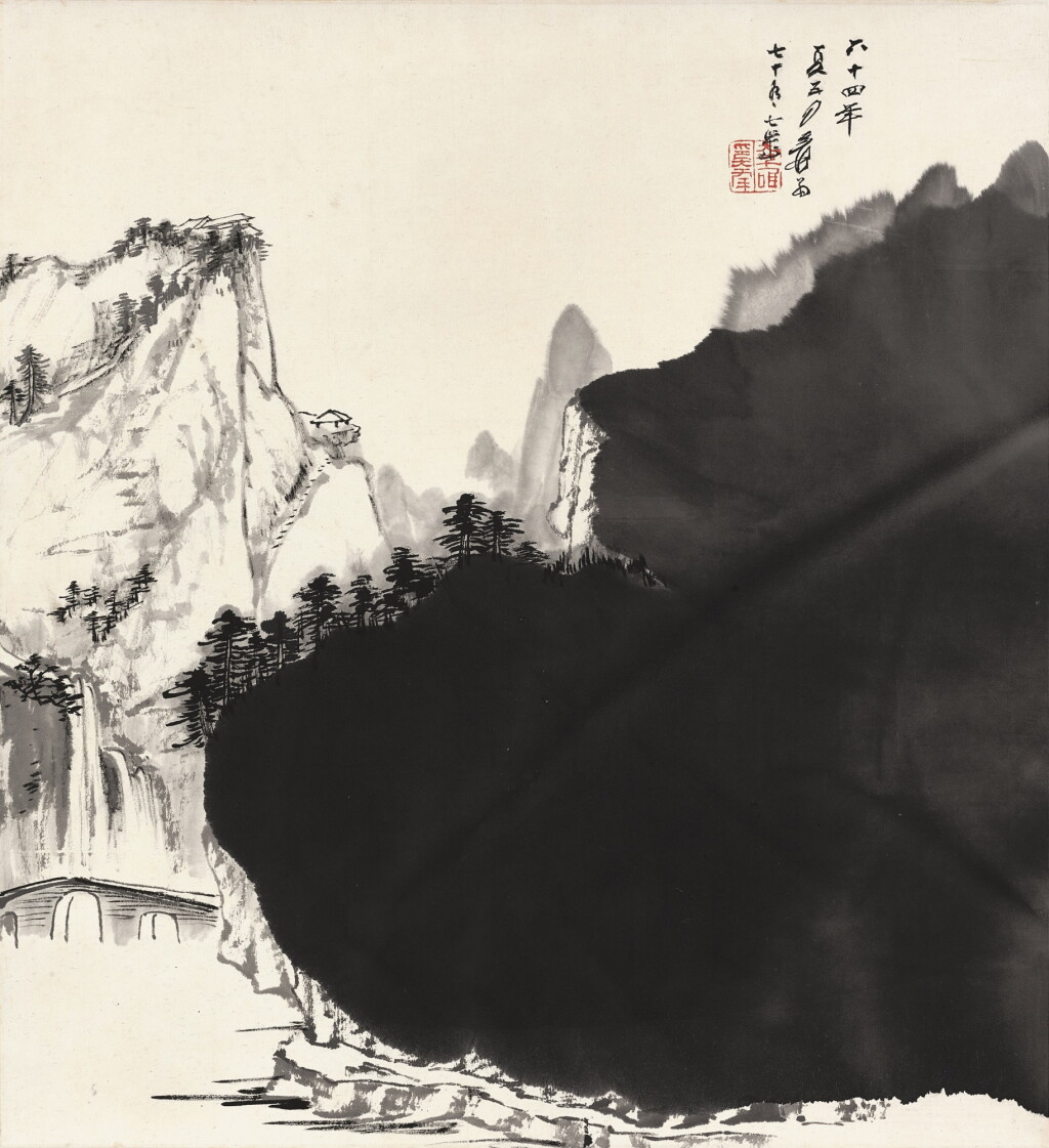 View full screen - View 1 of Lot 6168. 張大千 山居掩翠圖 | Zhang Daqian (Chang Dai-chien, 1899-1983), Ink Landscape.