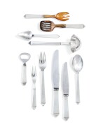 A Danish silver 263-piece flaware set, Pyramid pattern, Georg Jensen, Copenhagen, circa 1930 and later, some with English import marks | Ménagère en argent de 263 pièces, modèle Pyramide, par Georg Jensen, Copenhague, vers 1930 et après, certaines avec poinçons d'importation anglais de George Stockwell pour 1930