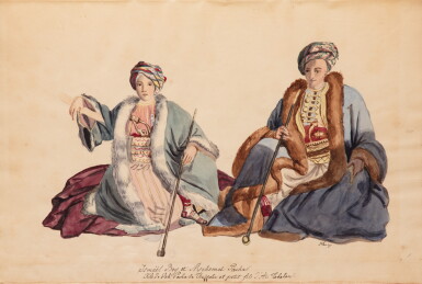 View full screen - View 1 of Lot 437. Chambord, Henri comte de. Collection de costumes Grecs et Turcs, dessins originaux pour sa soeur. Avant 1845. .