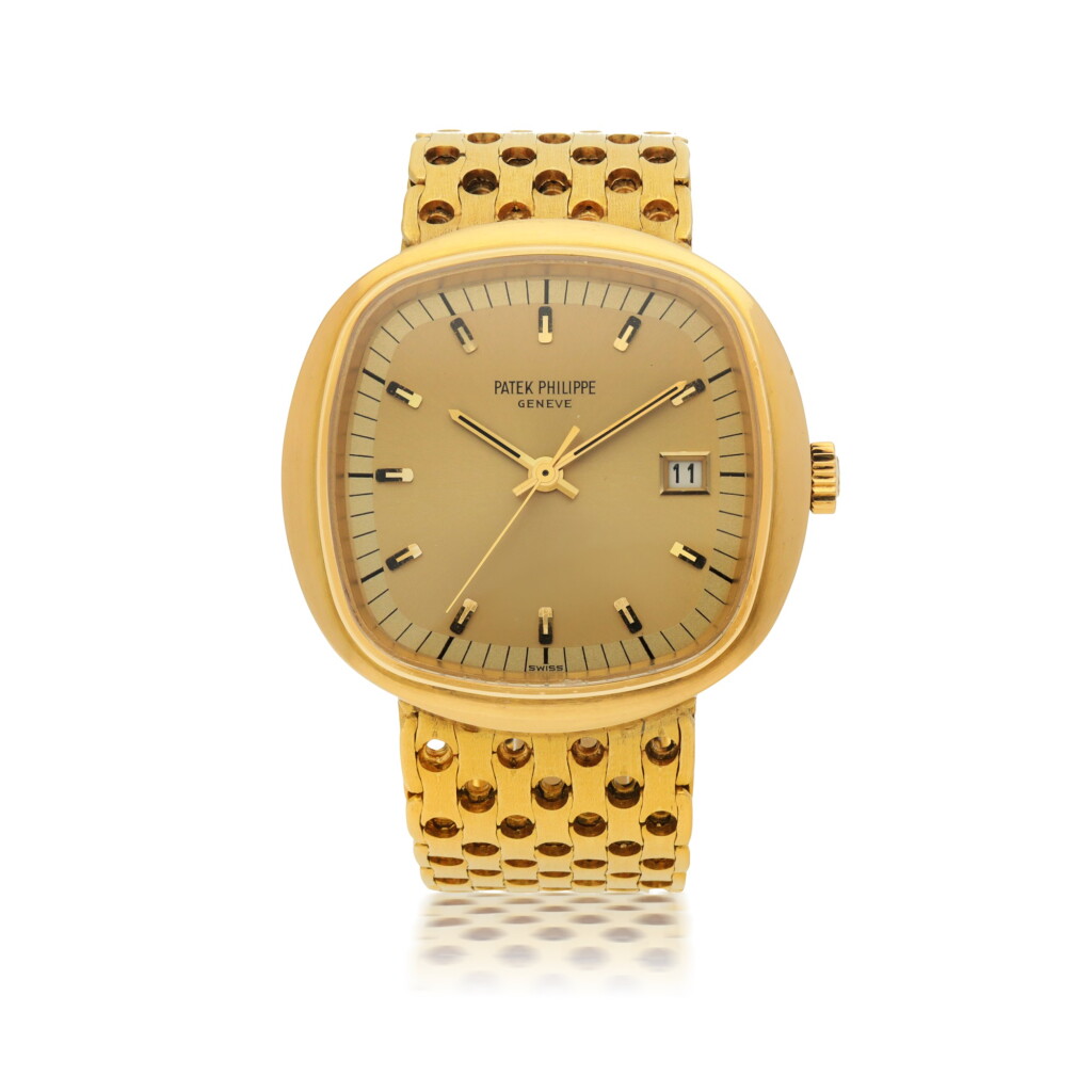 View full screen - View 1 of Lot 401. PATEK PHILIPPE | BETA 21, REF 3587 YELLOW GOLD BRACELET WATCH WITH DATE CIRCA 1975.