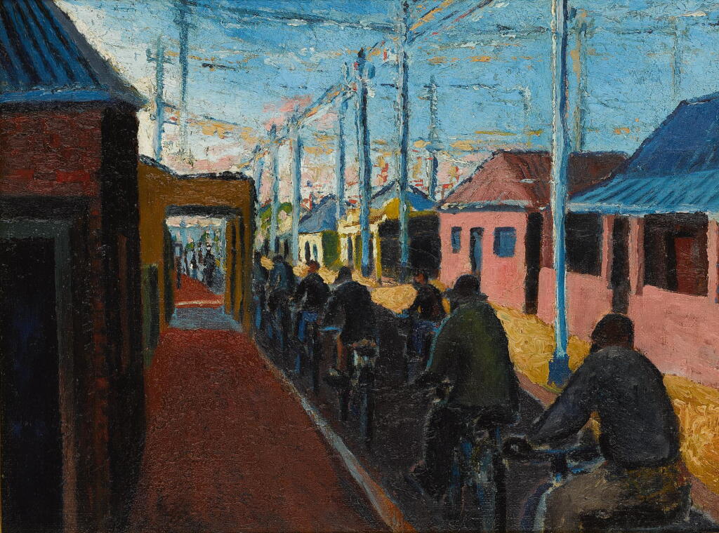 View full screen - View 1 of Lot 92. GERARD SEKOTO | CYCLISTS IN SOPHIATOWN.