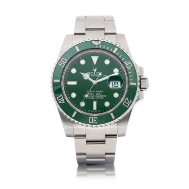 View full screen - View 1 of Lot 8027. Rolex | Submariner "Hulk", Reference 116610LV, A stainless steel wristwatch with date and Bracelet, Circa 2013 | 勞力士 | Submariner "Hulk" 型號116610LV 精鋼鏈帶腕錶,備日期顯示,約2013年製.