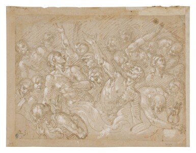 View full screen - View 1 of Lot 552. PSEUDO GHERARDI | RECTO: SOULS IN PURGATORY; VERSO: THE MARTYRDOM OF ST. PETER.