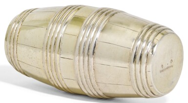 View full screen - View 1 of Lot 17. A GERMAN PARCEL-GILT SILVER BARREL-SHAPED DOUBLE BEAKER, ULRICH SCHNELL, AUGSBURG, CIRCA 1655.