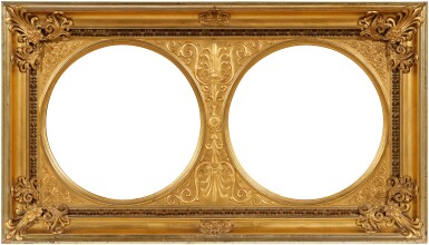 View full screen - View 1 of Lot 109. A pair of German Neoclassical double-portrait frames, by Karl Friedrich Schinkel, Berlin, circa 1825 | Paar neoklassizistische Doppelporträt-Rahmen von Karl Friedrich Schinkel, Deutschland, Berlin, circa 1825.