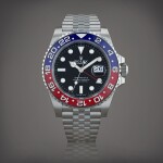 GMT-Master II 'Pepsi' stickered, reference 126710BLRO Montre bracelet à double fuseau horaire en acier avec date | Stainless steel dual time zone wristwatch with date and bracelet Vers 2018 | Circa 2018