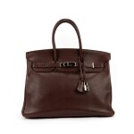 Havane Evercalf Leather Birkin 35 Palladium Hardware, 1989