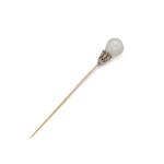 Natural pearl and diamond stick pin, mid-19th century | Anstecknadel mit Diamanten und Naturperle, Mitte des 19. Jh.