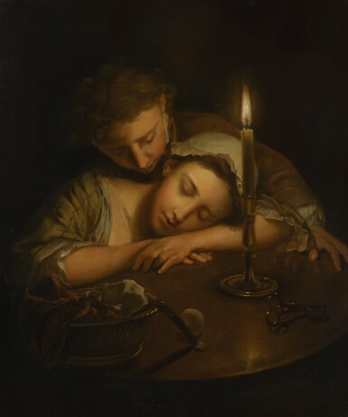 View full screen - View 1 of Lot 184. PHILIPPE MERCIER | Two lovers by candlelight .