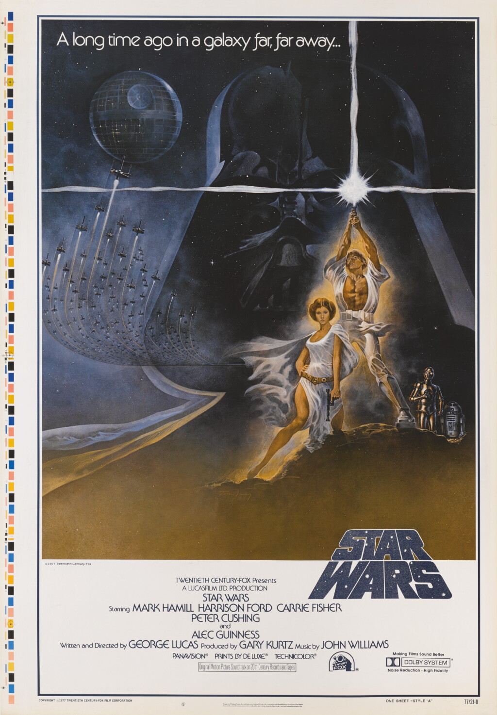 View full screen - View 1 of Lot 7. STAR WARS, STYLE A US, FIRST PRINTING 77/21-0 PRINTER'S PROOF, TOM JUNG, 1977.