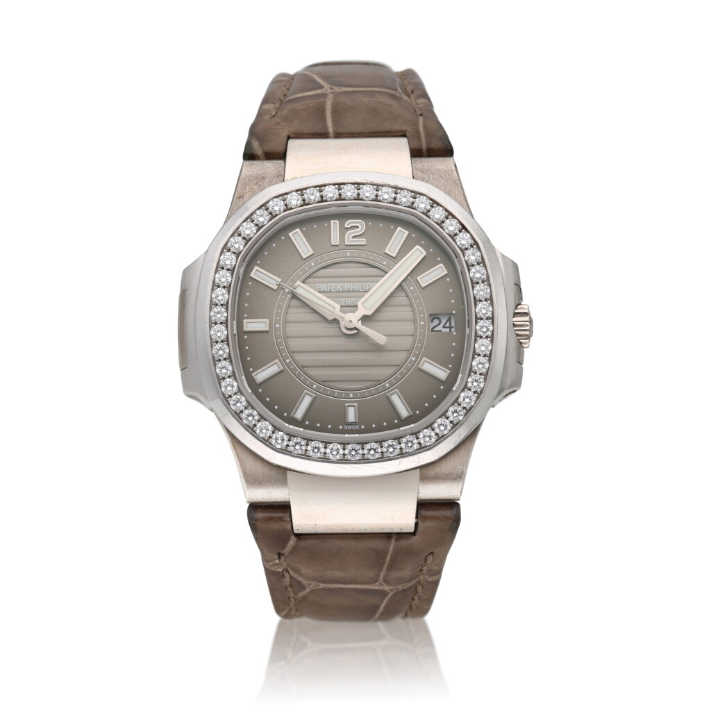 View full screen - View 1 of Lot 332. Reference 7010 Nautilus | A white gold wristwatch with date, Circa 2010.