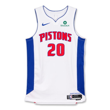 View full screen - View 1 of Lot 59. Chaz Lanier Detroit Pistons 2026 NBA Playoffs Eastern Conference Round 1 Game Issued Association Edition Jersey | Game 1 .