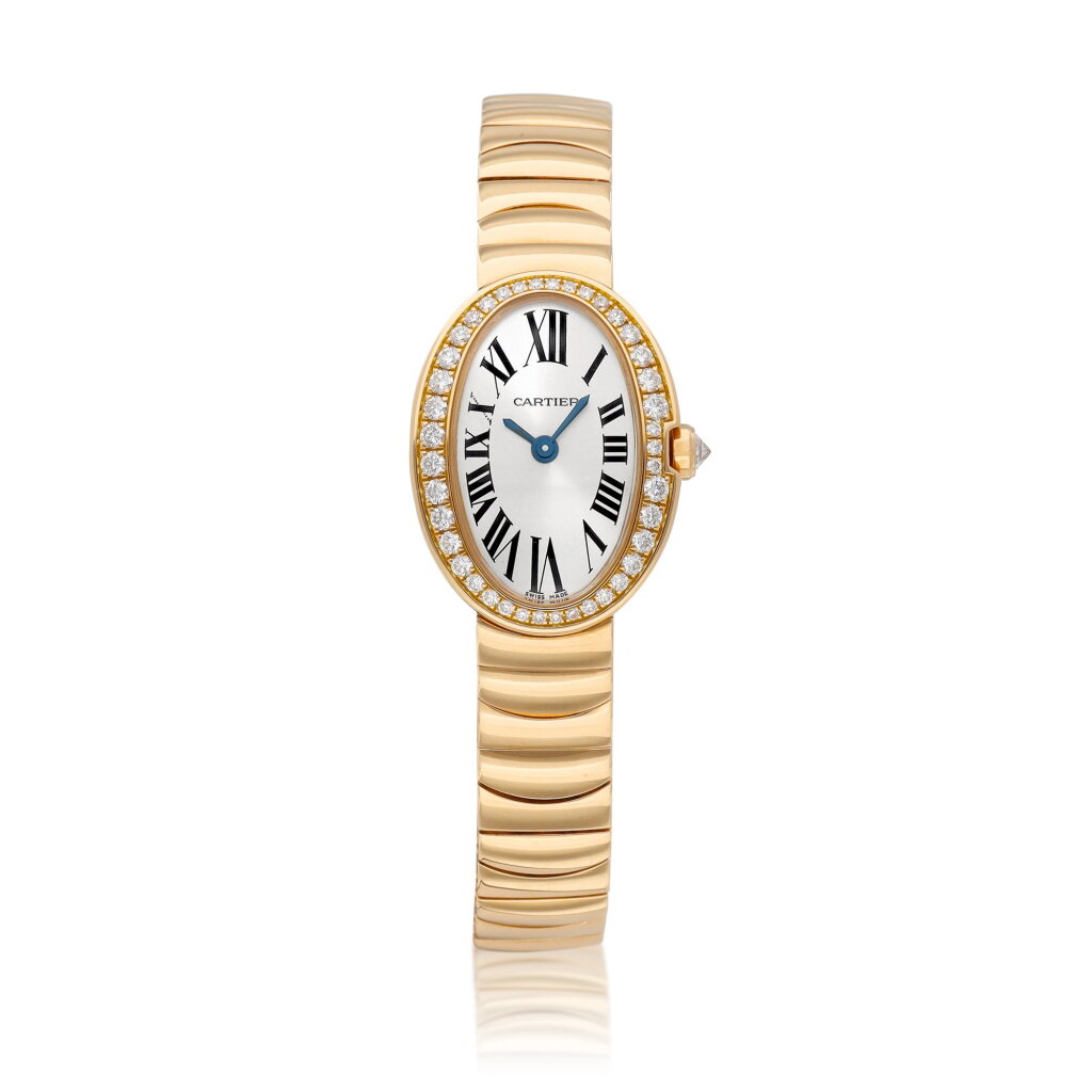 View full screen - View 1 of Lot 8111. Baignoire, Reference 3099 | A pink gold and diamond-set bracelet watch, Circa 2014 | 卡地亞 | Baignoire | 型號3099 | 粉紅金鑲鑽石鏈帶腕錶,約2014年製.