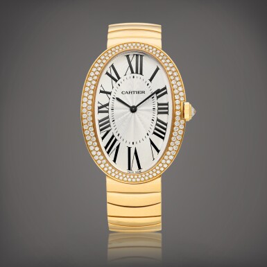 View full screen - View 1 of Lot 8783. Baignoire, Reference 3033 | A pink gold and diamond-set bracelet watch, Circa 2010 | 卡地亞 | Baignoire 型號3033 | 粉紅金鑲鑽石鏈帶腕錶,約2010年製.