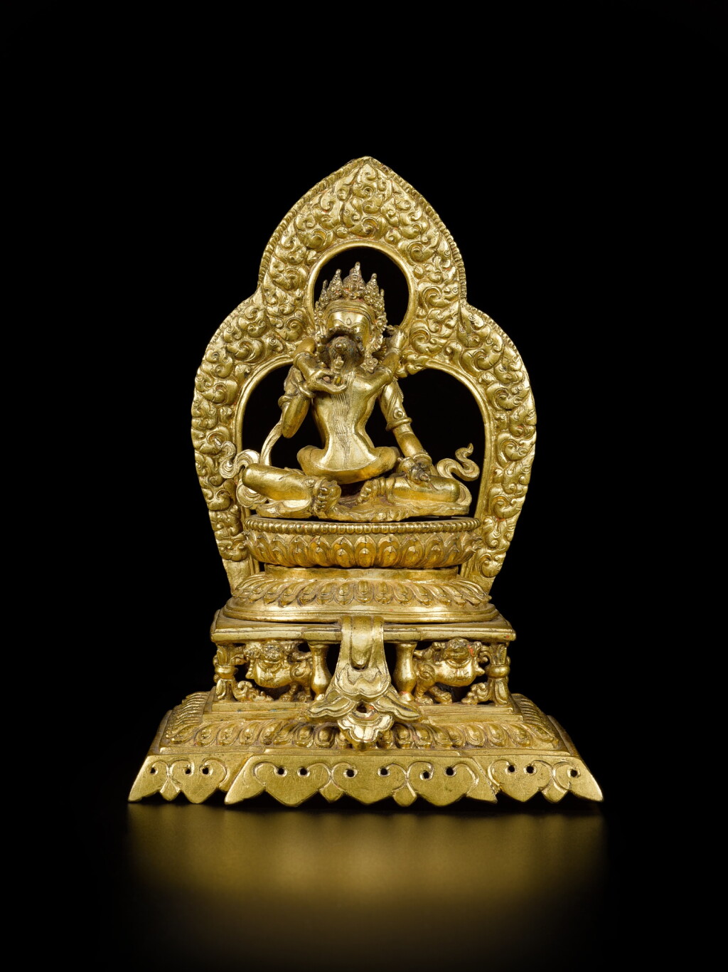 View full screen - View 1 of Lot 347. A gilt-copper alloy figure of Vajrasattva and consort, Nepal, dated 1863.
