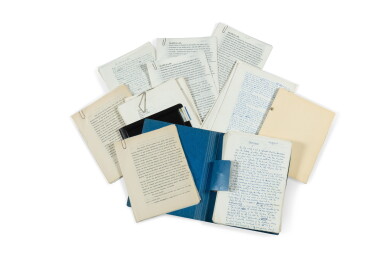 View full screen - View 1 of Lot 178. Peter Ustinov. Autograph manuscript for Krumnagel, 1970 and Life on my hands, written in 1963 | Peter Ustinov. Manuscripts autographes du roman Krumnagel, 1971 et de la pièce Life in my hands, 1963.