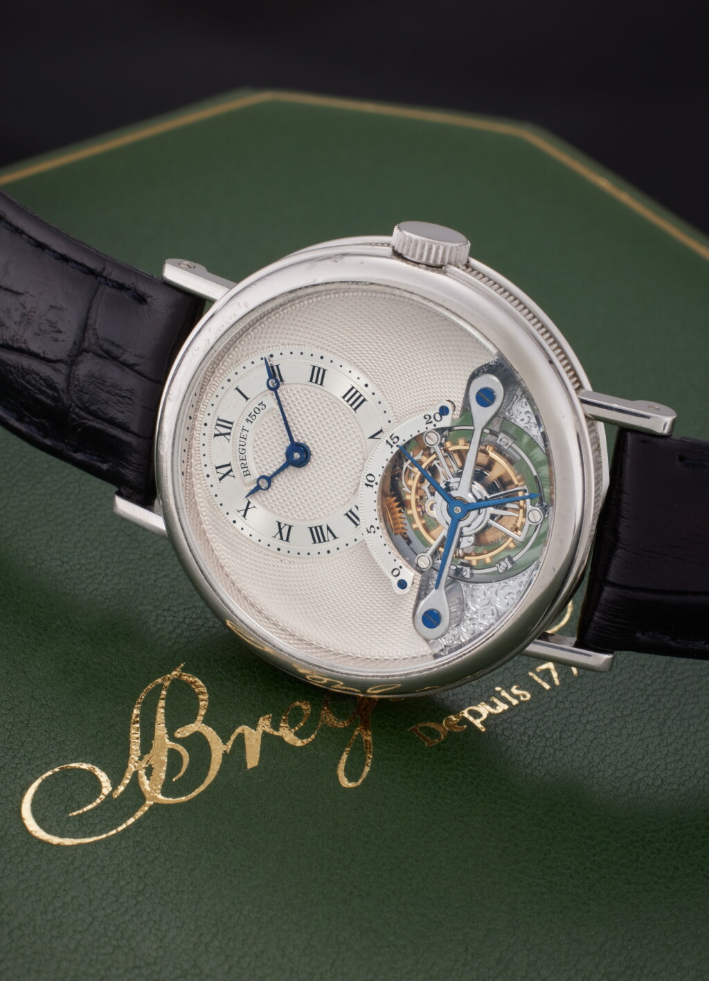 View full screen - View 1 of Lot 80. Reference 3350 Classique Tourbillon | A platinum tourbillon wristwatch, Circa 1990.