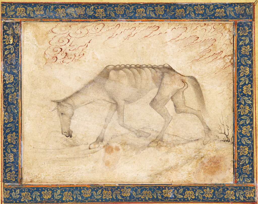 View full screen - View 1 of Lot 68. An emaciated horse, India, Deccan, Bijapur, mid-17th century.