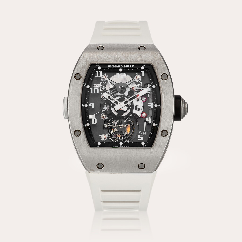 View full screen - View 1 of Lot 2232. Reference RM003 A white gold semi-skeletonised dual time zone tourbillon wristwatch with power reserve and torque indication, Circa 2011 | 型號RM003 | 白金半鏤空兩地時間陀飛輪腕錶,備動力儲備及力矩顯示,約2011年製.