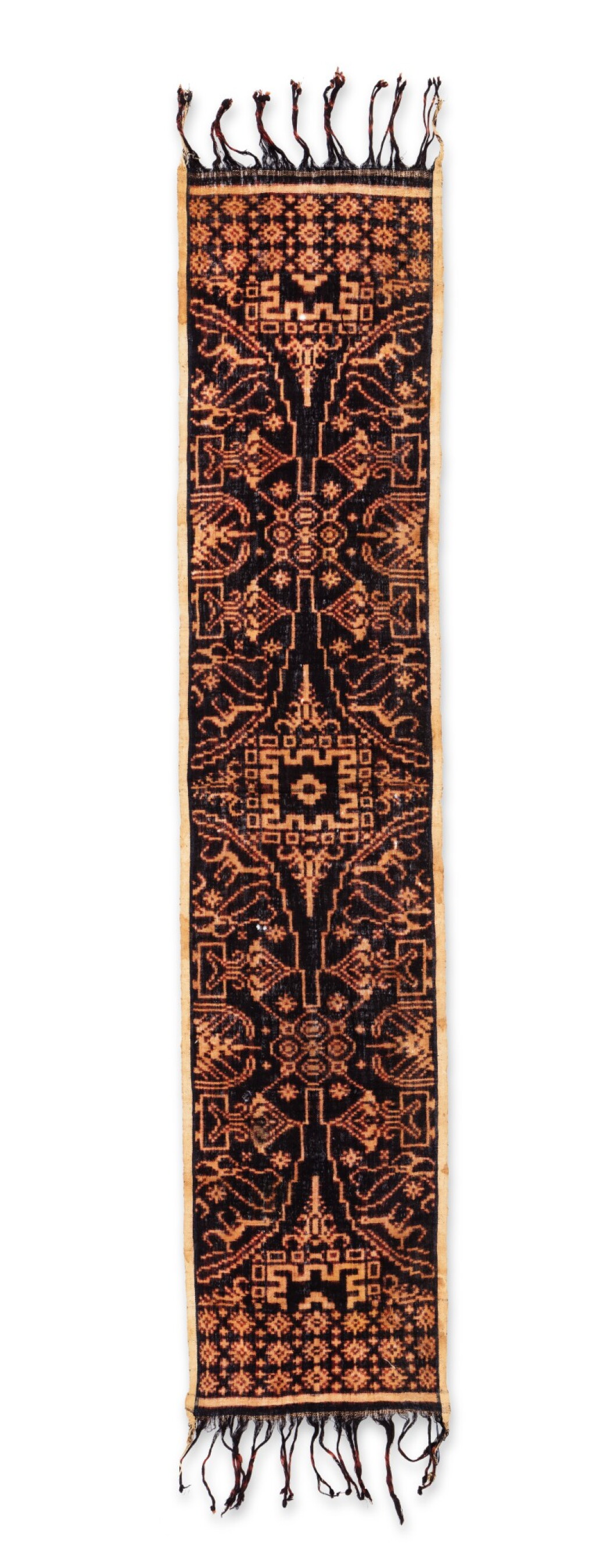 View full screen - View 1 of Lot 13. Deux écharpes cérémonielles, Bali, Indonésie, début du 20e siècle | Two ceremonial breast wrappers, Bali, Indonesia, early 20th century.