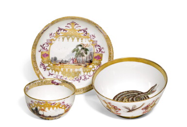 View full screen - View 1 of Lot 180. A Meissen circular bowl and a teabowl and saucer, circa 1735.
